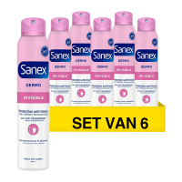Sanex Aanbieding: 6x Sanex deodorant spray Dermo Invisible (200 ml)  SSA06031