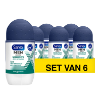 Aanbieding: Sanex Deodorant Roller Dermo Men Sensitive (6 stuks à 50 ml) SSA07166