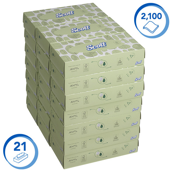 Scott Aanbieding: Scott 2-laags Zakdoekjes 8837, Wit (21 verpakkingen - 100 vellen)  SCO00060 - 1