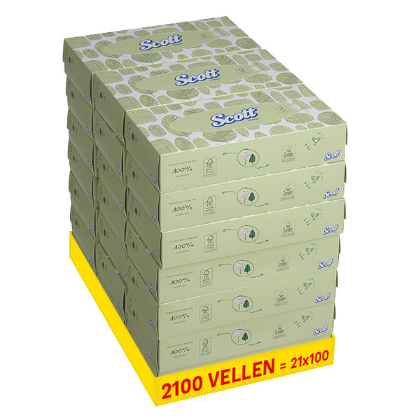 Aanbieding: Scott 2-laags Zakdoekjes 8837, Wit (21 verpakkingen - 100 vellen) SCO00060 - 1