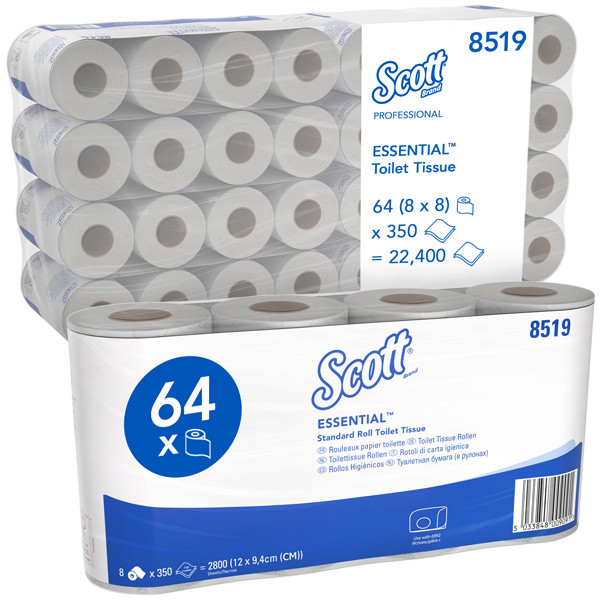 Aanbieding: Scott Essential 2-laags Standaardrollen Toilettissue 8519 (8 verpakkingen - 8 rollen) SCO00068 - 3