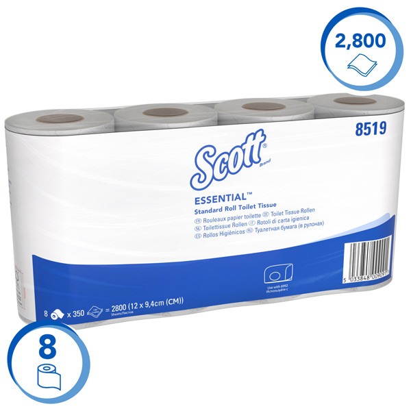Scott Essential 2-laags Standaardrollen Toilettissue 8519 (64 rollen) SCO00067 - 2