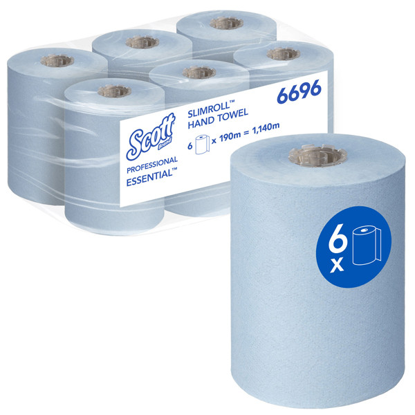 Scott Essential Slimroll handdoeken op rol 6696, Blauw (6 rollen)  SCO00049 - 1