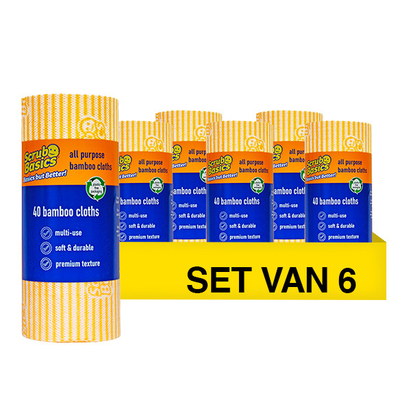 Aanbieding: Scrub Basics All Purpose Bamboe Doekjes (6 rollen á 40 doekjes) SSC00261 - 1