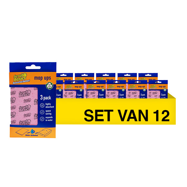 Aanbieding: Scrub Basics Mop Up (12 verpakkingen á 3 stuks) SSC00263 - 1