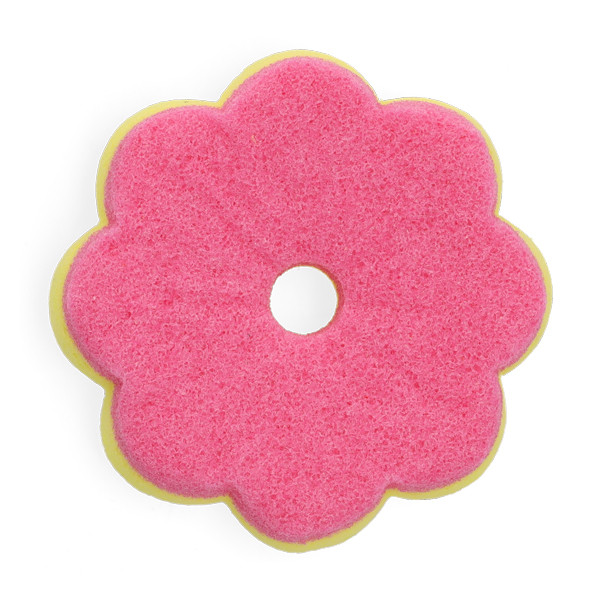 Scrub Spons Geel & Roze | 123schoon huismerk | 100 Ø x 40 mm SDR07387 - 1