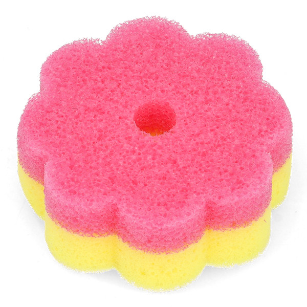 Scrub Spons Geel & Roze | 123schoon huismerk | 100 Ø x 40 mm
