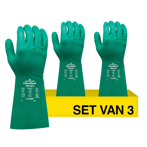 Aanbieding: Showa Biologisch Afbreekbare Huishoudhandschoen 732 maat S | Groen | 3 paar | Nitril SSH00174 - 1