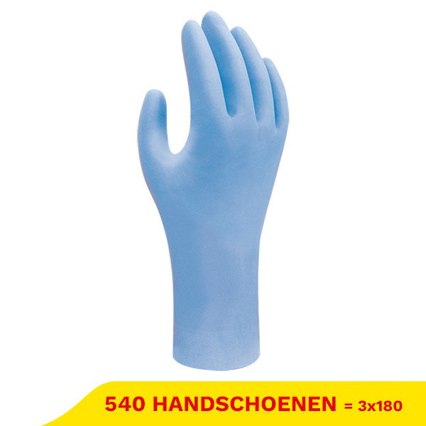 Aanbieding: Showa Wegwerphandschoenen 7502PF EBT maat XS | Blauw | 3 x 180 stuks | Nitril SSH00206 - 1