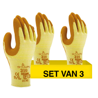 Aanbieding: Showa Werkhandschoen 310 maat M | Oranje/Geel | 3 paar | Latex SSH00132