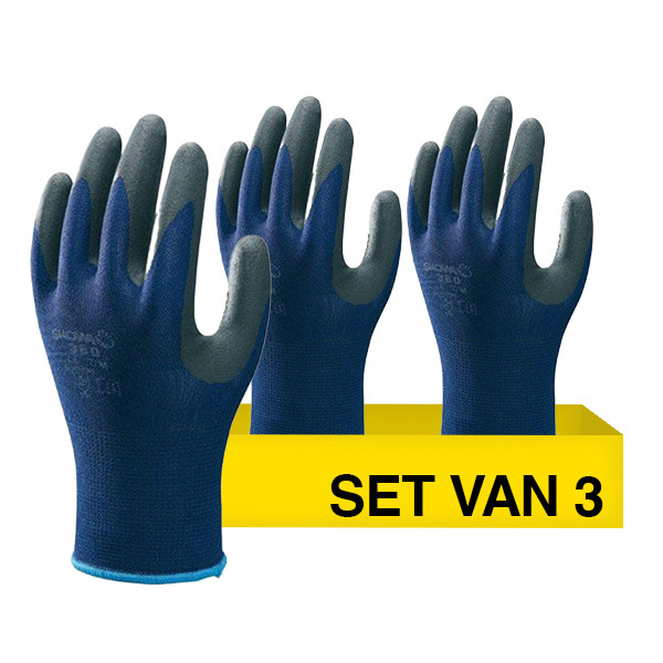 Aanbieding: Showa Werkhandschoen 380 maat 7/S | Blauw/Zwart | 3 paar | Nitril SSH00150 - 1