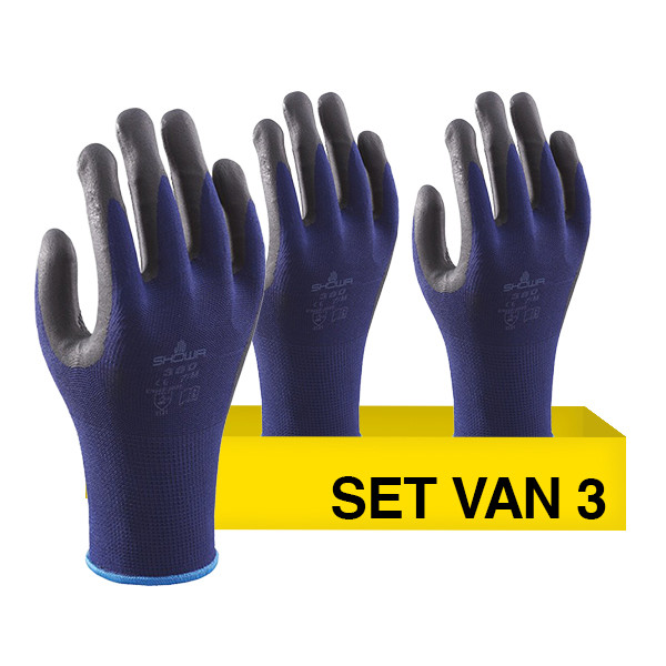 Aanbieding: Showa Werkhandschoen 380 maat M | Blauw/Zwart | 3 paar | Nitril SSH00148 - 1