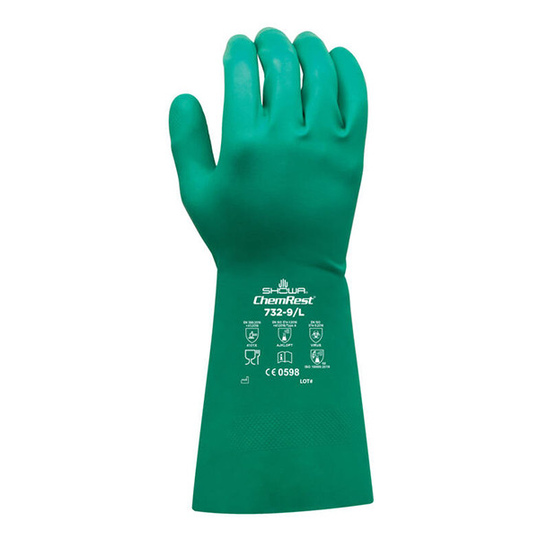 Showa Biologisch Afbreekbare Huishoudhandschoen 732 maat S | Groen | 1 paar | Nitril SSH00173 - 1