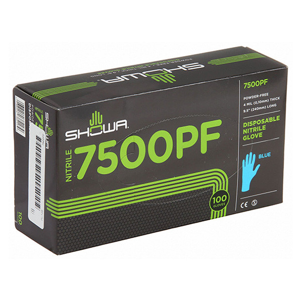 Showa nitril handschoen maat XXL  - 7500PF (blauw, 100 stuks) SSH00100 - 1