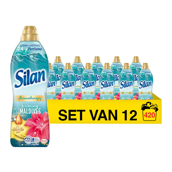 Aanbieding: Silan Wasverzachter Aromatherapy Relaxing Maldives 770 ml (12 flessen - 420 wasbeurten) SSI00241 - 1