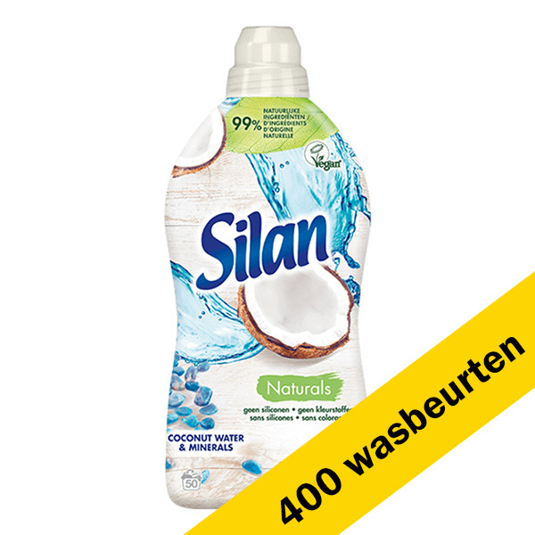 Silan Aanbieding: Silan wasverzachter Naturals Coconut Water & Minerals 1,25 liter (8 flessen - 400 wasbeurten)  SSI00207 - 1