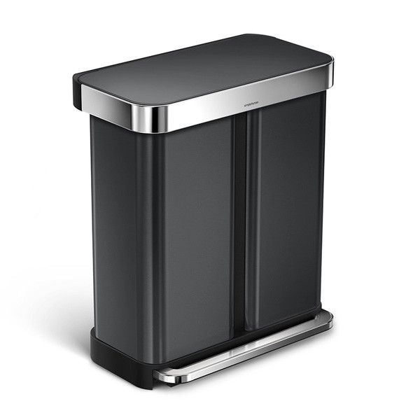 Simplehuman Code H duo pedaalemmer met zakkenhouder (24 + 34 liter, zwart)  SSI00115 - 1