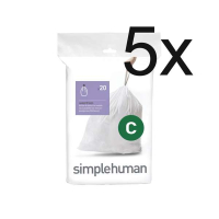 Simplehuman Vuilniszakken met trekband 10-12 liter | Simplehuman code C | 5 x 20 stuks  SSI06050