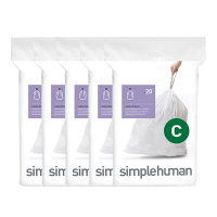 Vuilniszakken met trekband 10-12 liter | Simplehuman code C | 5 x 20 stuks SSI06050