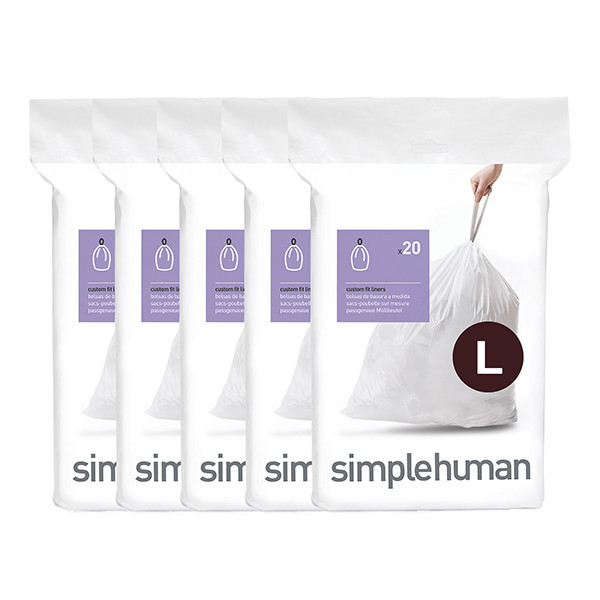 Vuilniszakken met trekband 18 liter | Simplehuman code L | 5 x 20 stuks SSI06058 - 1