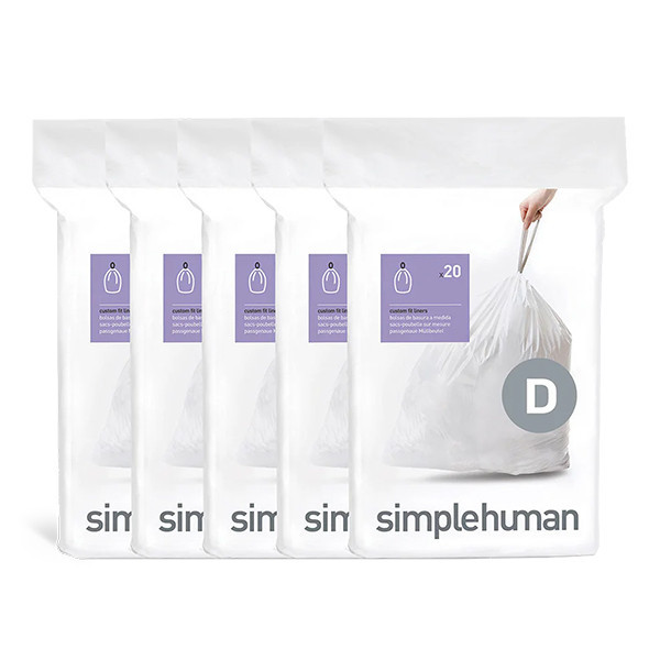 Vuilniszakken met trekband 20 liter | Simplehuman code D | 5 x 20 stuks SSI06051 - 1