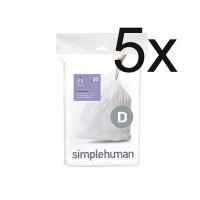 Simplehuman Vuilniszakken met trekband 20 liter | Simplehuman code D | 5 x 20 stuks  SSI06051
