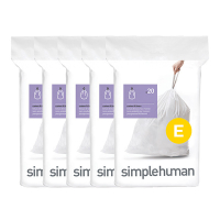 Vuilniszakken met trekband 20 liter | Simplehuman code E | 5 x 20 stuks SSI06052