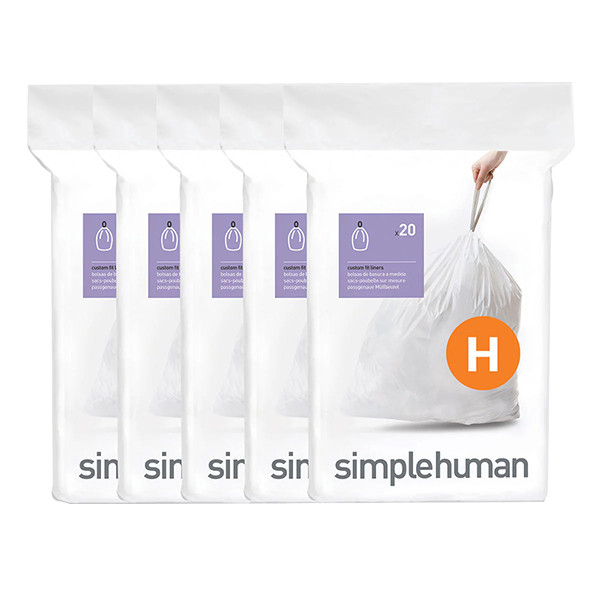 Vuilniszakken met trekband 30-35 liter | Simplehuman code H | 5 x 20 stuks SSI06055 - 1