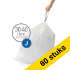 Simplehuman Vuilniszakken met trekband 30-40 liter | Simplehuman code J | 3 x 20 stuks  SSI06016