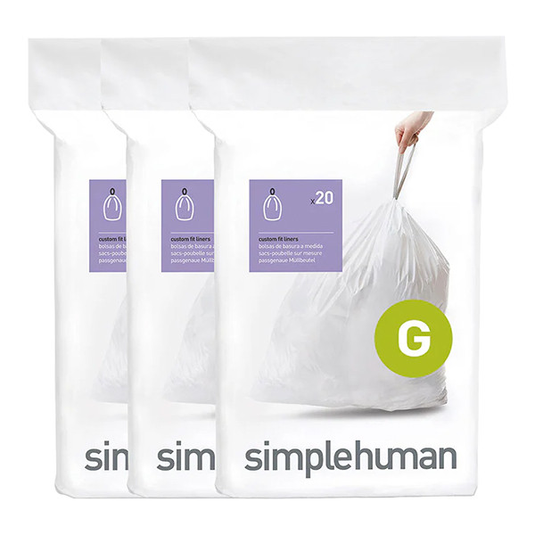 Vuilniszakken met trekband 30 liter | Simplehuman code G | 3 x 20 stuks SSI06011 - 1