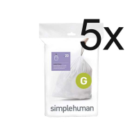 Simplehuman Vuilniszakken met trekband 30 liter | Simplehuman code G | 5 x 20 stuks  SSI06054