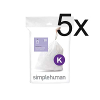 Simplehuman Vuilniszakken met trekband 35-45 liter | Simplehuman code K | 5 x 20 stuks  SSI06057