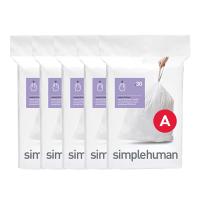 Vuilniszakken met trekband 4,5 liter | Simplehuman code A | 5 x 30 stuks SSI06048