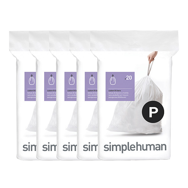 Vuilniszakken met trekband 50-60 liter | Simplehuman code P | 5 x 20 stuks SSI06061 - 1