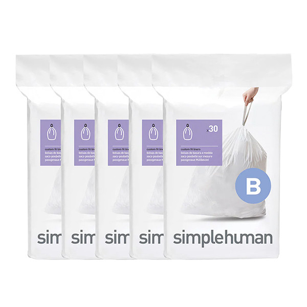 Vuilniszakken met trekband 6 liter | Simplehuman code B | 5 x 30 stuks SSI06049 - 1