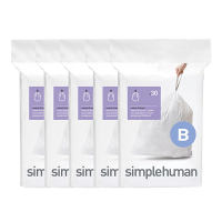 Vuilniszakken met trekband 6 liter | Simplehuman code B | 5 x 30 stuks SSI06049