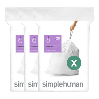 Vuilniszakken met trekband 80 liter | Simplehuman code X | 3 x 20 stuks SSI06035