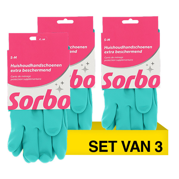 Aanbieding: Sorbo Huishoudhandschoenen Nitril (3 verpakkingen Maat S-M) SSO04232 - 1