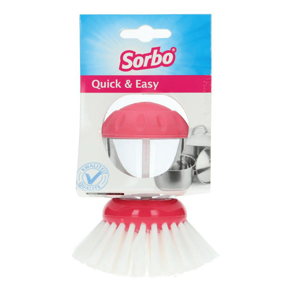 Sorbo Quick & Easy afwasborstel met doseerpomp (roze)  SSO00203 - 1