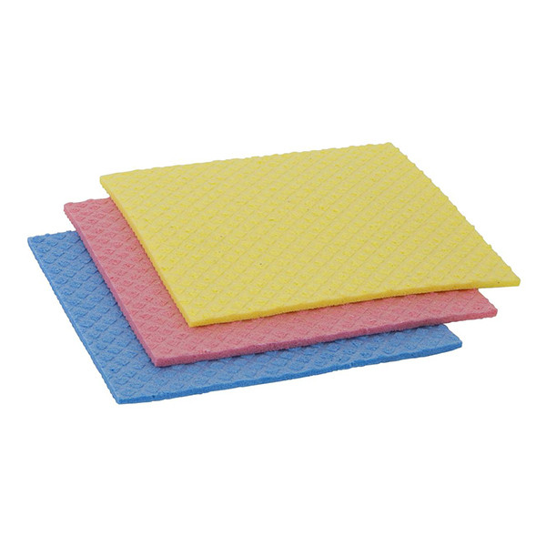 Sponsdoekjes | Geel/Rood/Blauw (3 stuks, 123schoon huismerk) SDR08635 - 1