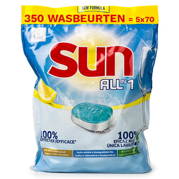 Sun Aanbieding: Sun All-in-1 vaatwastabletten Lemon (5 zakken - 350 vaatwasbeurten)  SSU00156 - 1