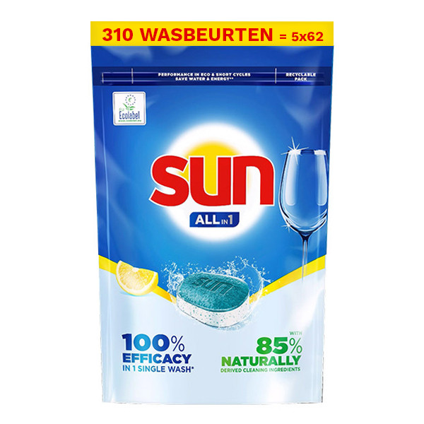 Sun Aanbieding: Sun All-in-One Vaatwastabletten Citroen (5 dozen - 310 vaatwasbeurten)  SUN00036 - 1