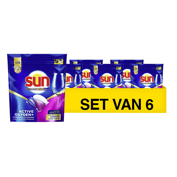 Aanbieding: Sun Brilliant Shine All in 1 Vaatwascapsules (6 pakken - 204 vaatwasbeurten) SSU00174 - 1