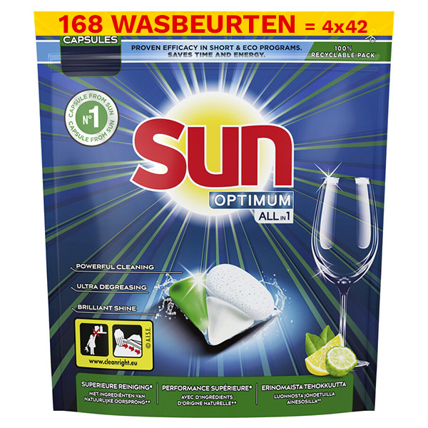Sun Aanbieding: Sun Optimum All-in 1 Vaatwascapsules Citroen (4 stuks - 168 vaatwasbeurten)  SSU00155 - 1