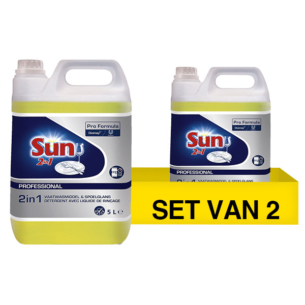 Aanbieding: Sun Professional 2 in 1 Vaatwasmiddel & Spoelglans (2 stuks à 5 L) SSU00264 - 1