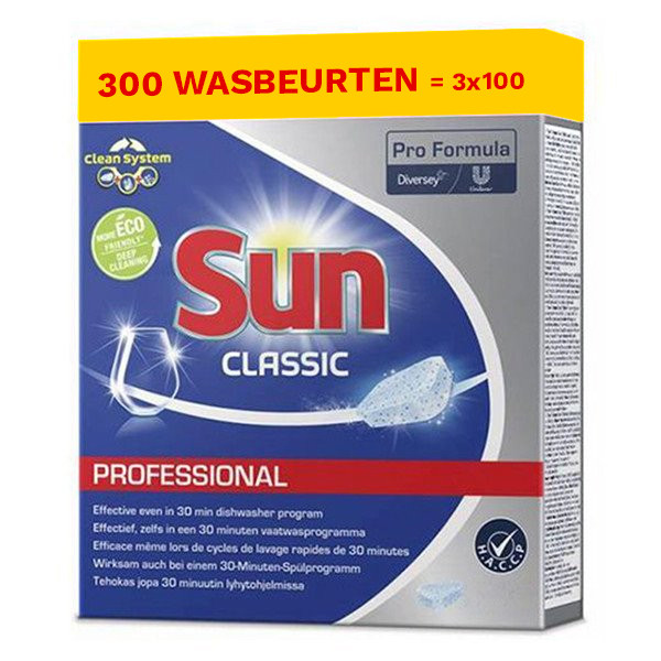 Sun Aanbieding: Sun Professional Vaatwastabletten Classic (3 dozen - 300 vaatwasbeurten)  SSU00115 - 1