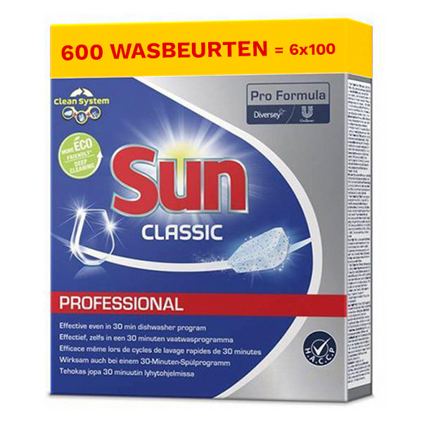 Sun Aanbieding: Sun Professional Vaatwastabletten Classic (6 dozen - 600 vaatwasbeurten)  SSU00099 - 1