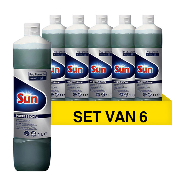 Aanbieding: Sun Professional afwasmiddel (6 flessen - 1 liter) SSU00112 - 1