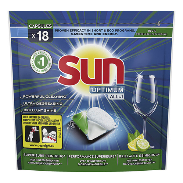 Sun Optimum All-in 1 Vaatwascapsules Citroen (18 vaatwasbeurten)  SSU00116 - 1
