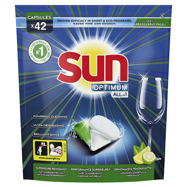 Sun Optimum All-in 1 Vaatwascapsules Citroen (42 vaatwasbeurten)  SSU00154 - 1